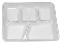 PACTIV YTH10500SGBX LIGHTWEIGHT FOAM SCHOOL TRAYS, WHITE, 5-