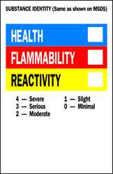 BRADY SPC ABSORBENTS 121164 NFPA LABEL 5 IN.H 3 IN.W VINYL PK 500
