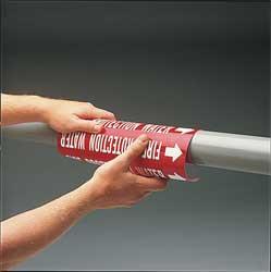 BRADY SPC ABSORBENTS 4081-A PIPE MARKER,HOT WATER RETURN,13/16IN H