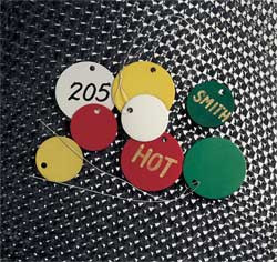 BRADY SPC ABSORBENTS 49904 BLK TAG 1-1/2 X 1-1/2 IN NAT AL RND PK25