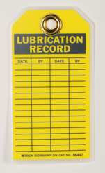 BRADY SPC ABSORBENTS 86447 LUBRICATION RCD TAG 5-3/4 X 3 IN PK10
