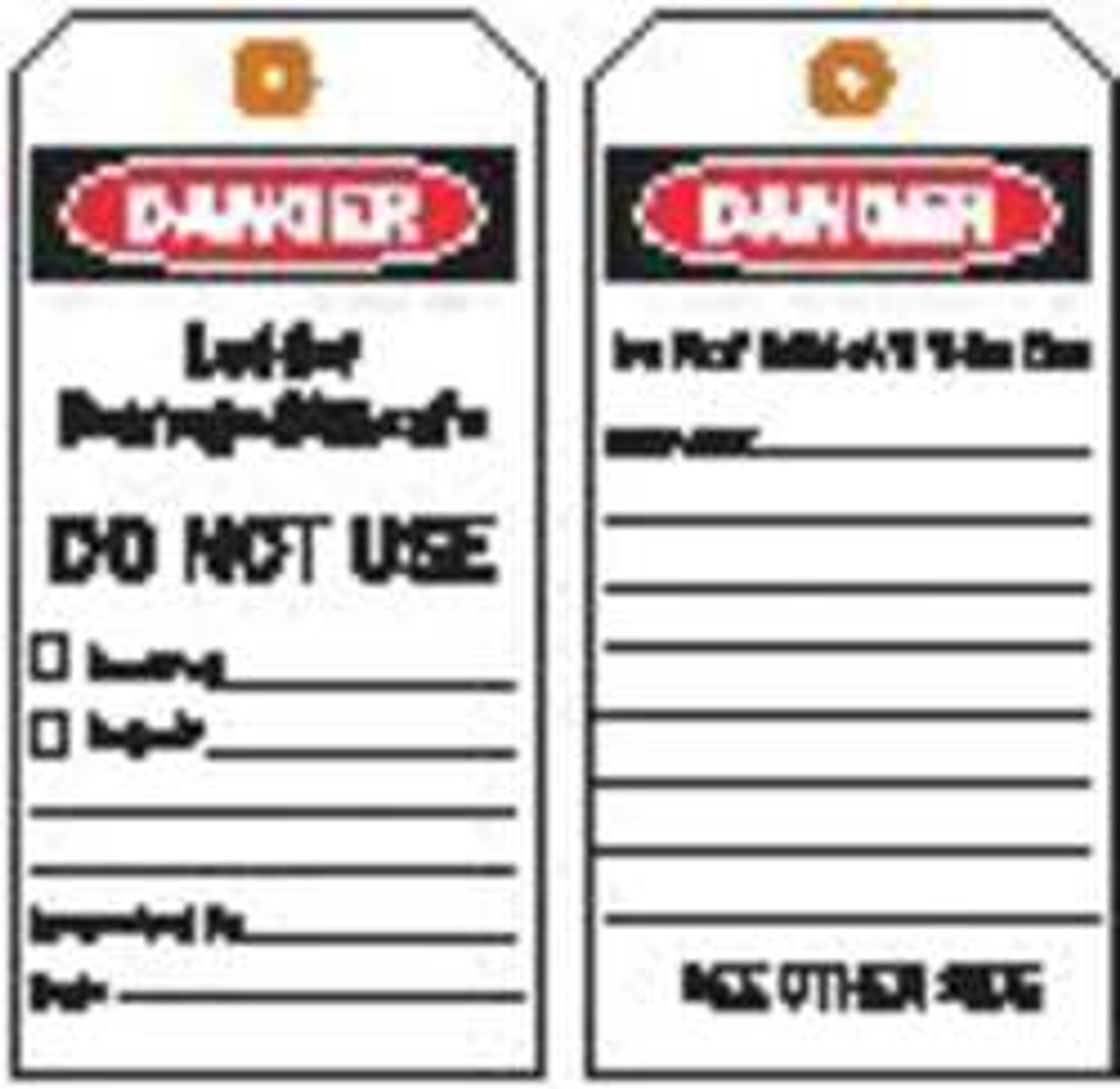 BRADY SPC ABSORBENTS 86476 DANGER TAG,7 IN H,4 IN W,POLYESTER,PK10