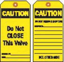 BRADY SPC ABSORBENTS 86546 CAUT TAG 5-3/4 X 3 IN BK/YEL 3/8 IN PK10