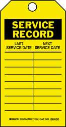 BRADY SPC ABSORBENTS 86625 SVCE RCD TAG 7 X 4 IN BK/YEL MET PK10