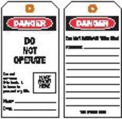 BRADY SPC ABSORBENTS 96222 DANGER TAG 7 X 4 IN BK AND R/WHT PK10