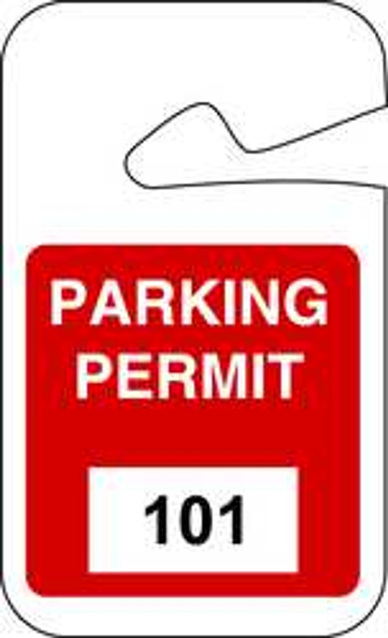 BRADY SPC ABSORBENTS 96271 PARKING PERMITS,REARVIEW,101-200,WHT/RED