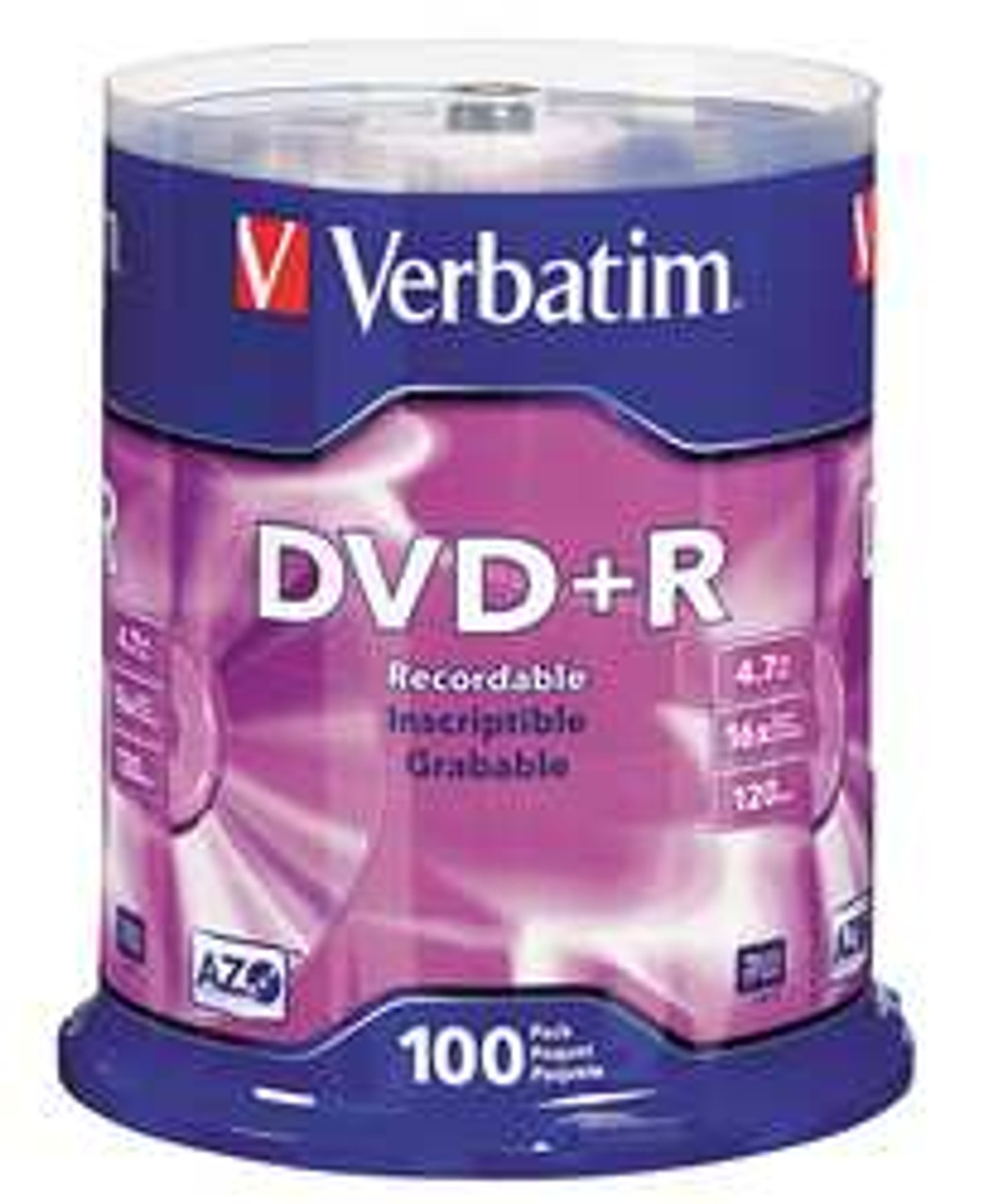 VERBATIM VER95098 DVD+R DISC 4.70 GB 120 MIN 16X PK100