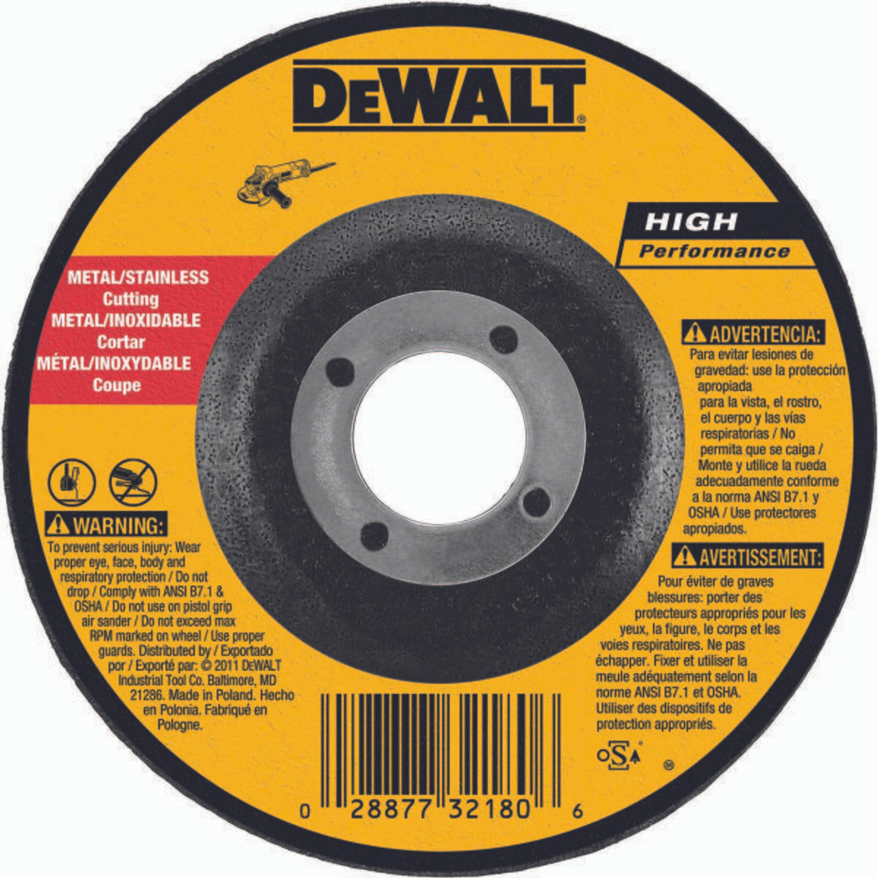 DEWALT TOOLS DW8425 5"X.045"X7/8" THIN CUTTING WHEEL DCW