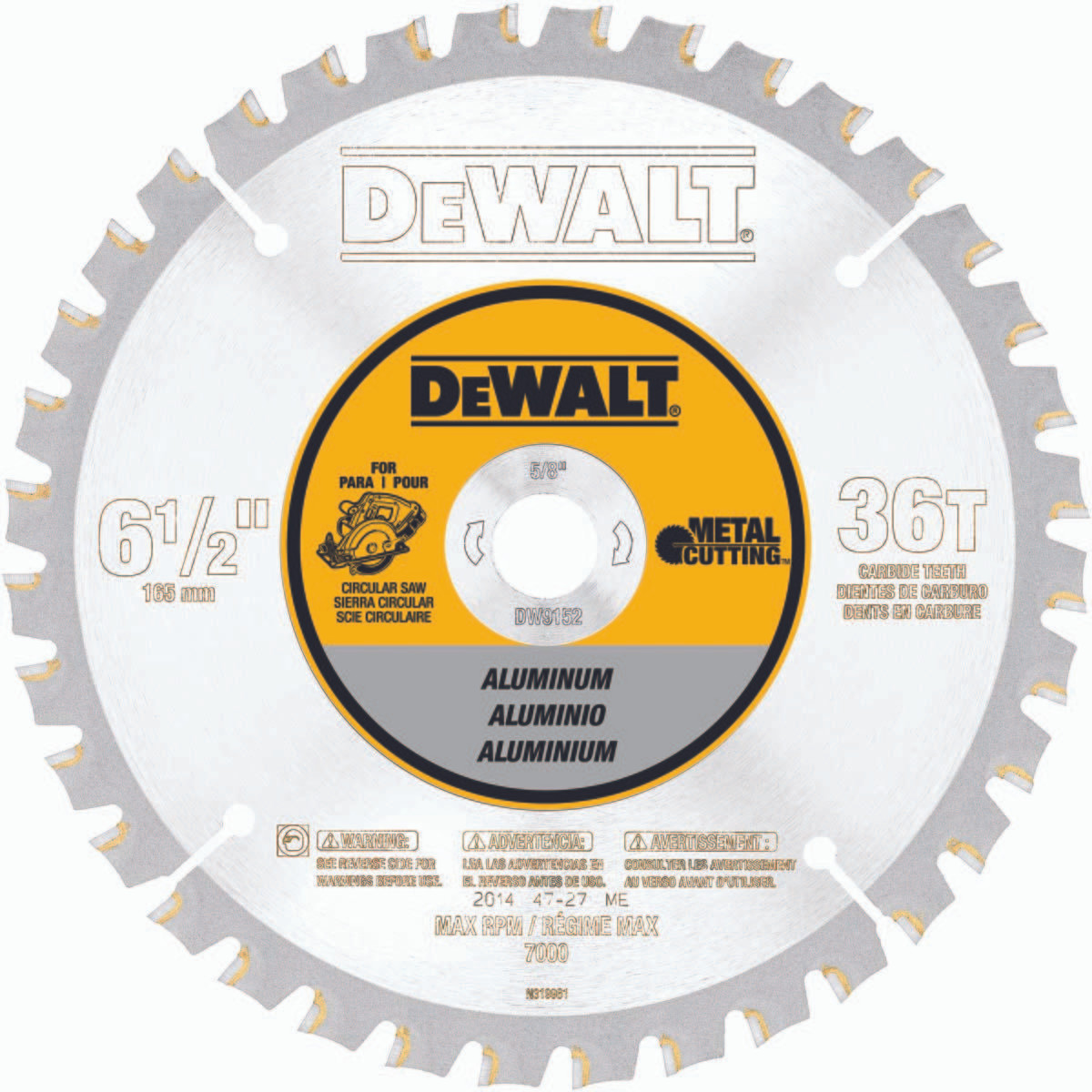 DEWALT TOOLS DW9152 6.5-INCH 36-TPI ALUMINUM-CUTTING SAW BLA