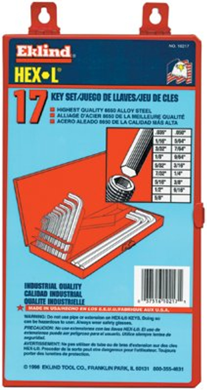 EKLIND TOOL 10217 L HEX KEY SETS INCH