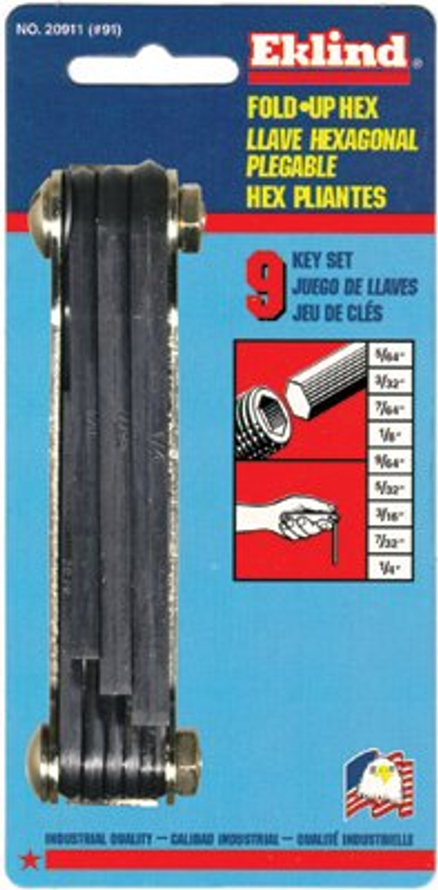 EKLIND TOOL 20911 9PC MED FOLD-UP HEX KEY SET   