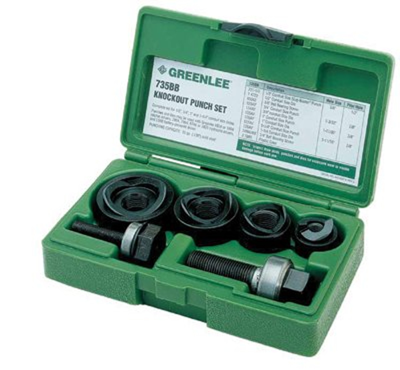 GREENLEE TEXTRON 735BB ROUND KNOCKOUT PUNCH KIT 1/2 TO 1-1/4 IN