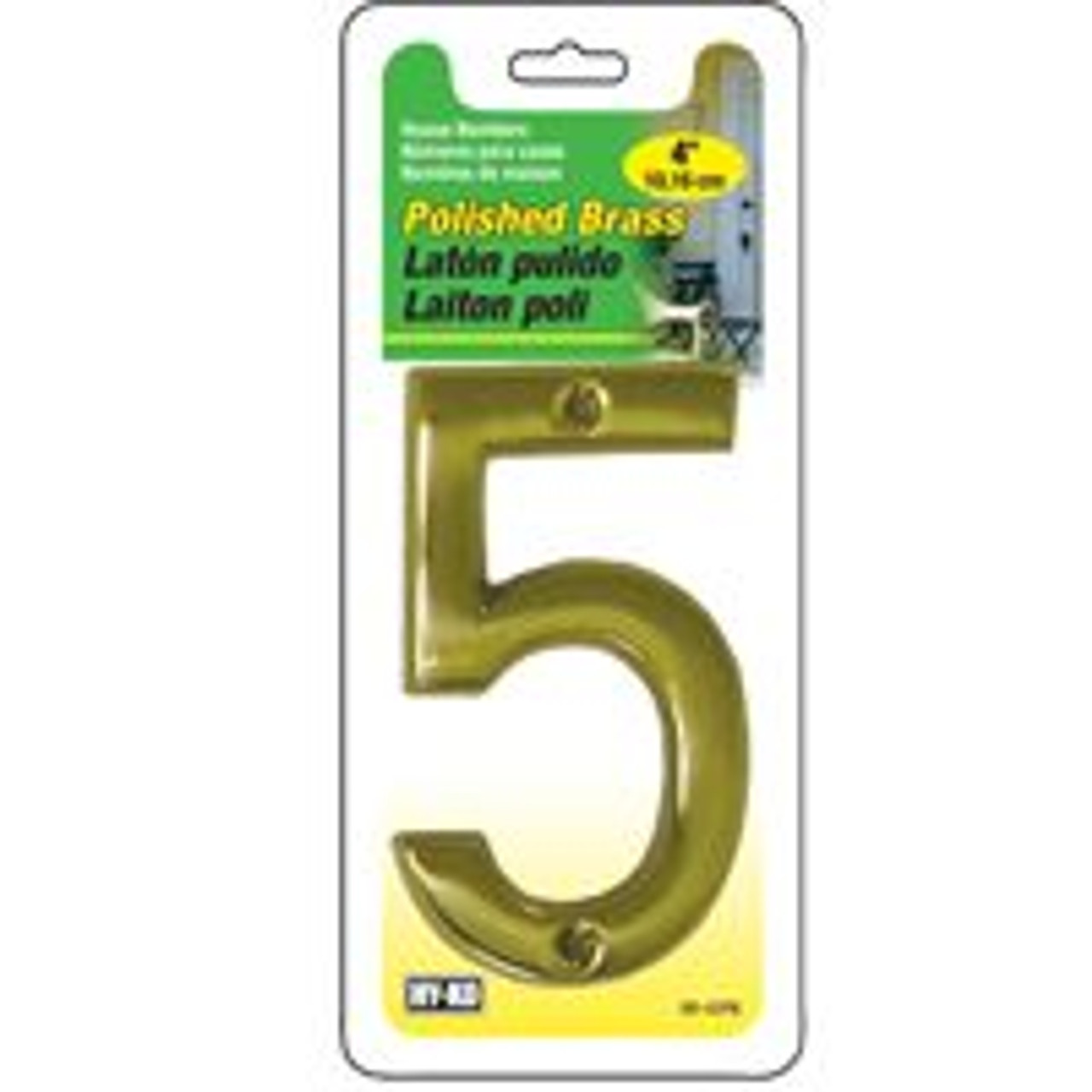 HY-KO PRODUCTS BR-42PB/5 NUMBER 5 4IN POLISHED BRASS   