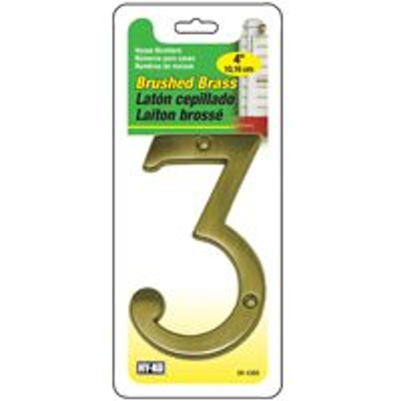 HY-KO PRODUCTS BR-43BB/3 NUMBER 3 4IN BRUSHED BRASS    