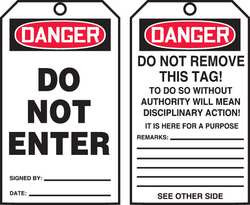 ACCUFORM SIGNS TAR104 SAFETY & FACILITY TAGS; MESSAGE TYPE: AC