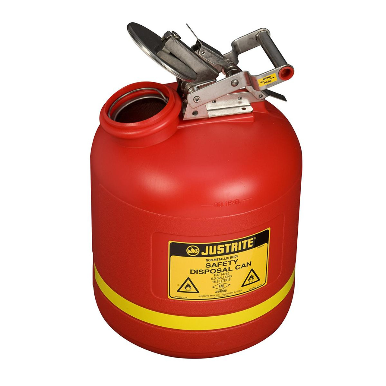 JUSTRITE MFG COMPANY 14765 SAFETY DISPOSAL CANS; CAPACITY (GAL.): 5