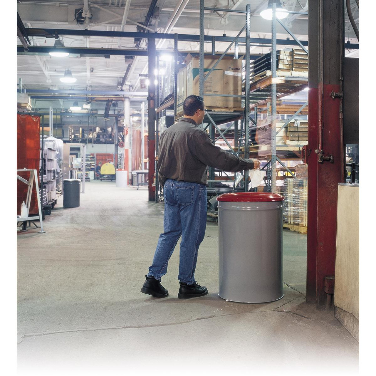 JUSTRITE MFG COMPANY 26455 55-GAL. WASTE RECEPTACLEW/STEEL HEA