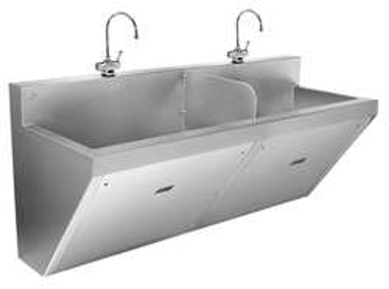 JUST MANUFACTURING J770-2-S SCRUB SINK SILVER 64 IN L 24-1/2 IN W