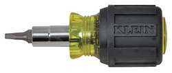 KLEIN TOOLS STUBBY MULTI-BIT SCRDRV   SQUARE RECESS MULTI-BIT SCREWDRIVER 6-IN-1 3-1/4 IN.