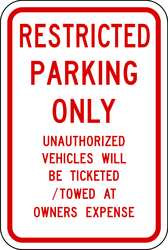 LYLE RP-065-RW-12HA PARKING SIGN 18 X 12IN R/WHT TEXT
