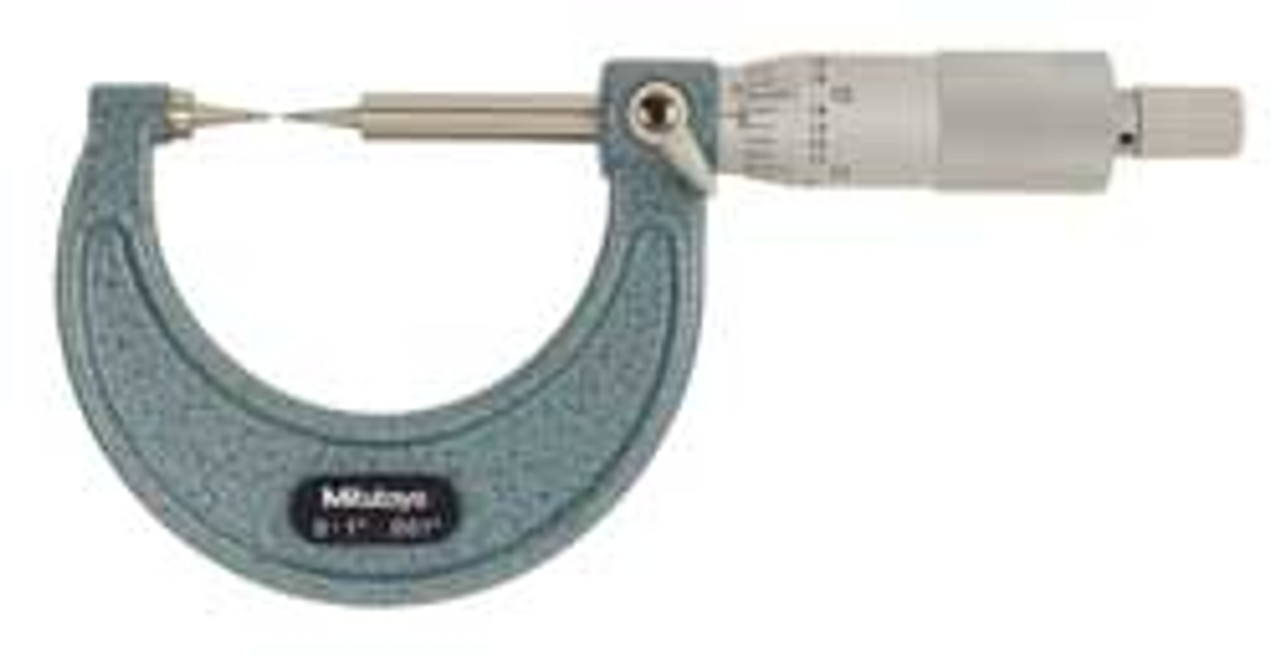 MITUTOYO 112-189 POINT MICROMETER 0-1 IN 15 DEG CARBIDE