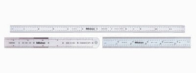 MITUTOYO 182-105 6" LONG, 1/64, 1/32" AND 0.5, 1MM GRADUA