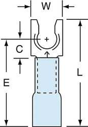 3M MH14-10FLK FORK TERMINAL,LOCKNG,#10 STUD,BLUE,PK250