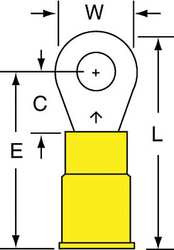 3M MNG10-8RK RING TERMINAL #8 12-10 AWG YELLOW PK500