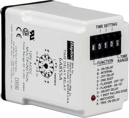 DAYTON 5DRA2 H7785 TIMER RELAY 999 HR. 11 PIN 10A DPD