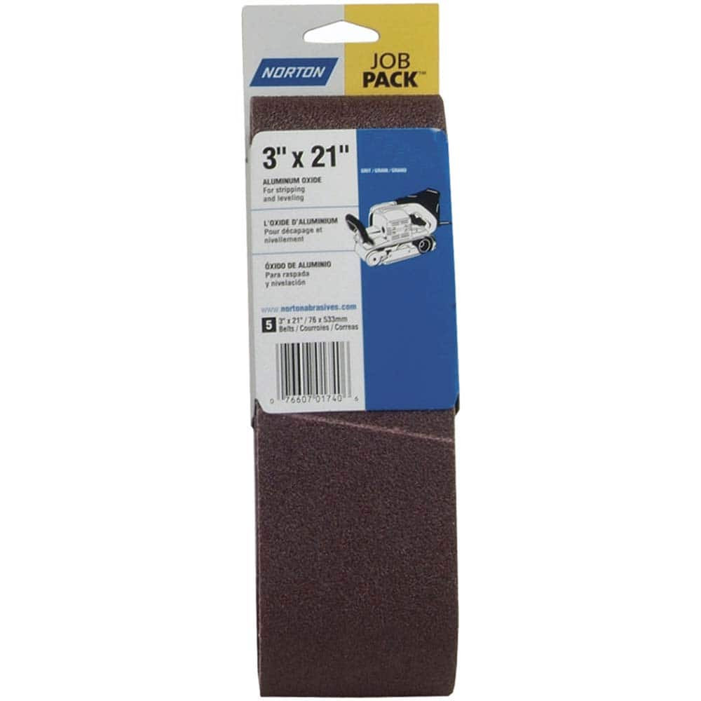 NORTON 07660702062 CLOTH SANDING BELT,3X21",AO,120 GRIT,PK5
