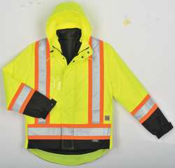 WORK KING S42611-M-FLGR G7405 HI-VIS PARKA 5-IN-1 FLUORESCENT GR
