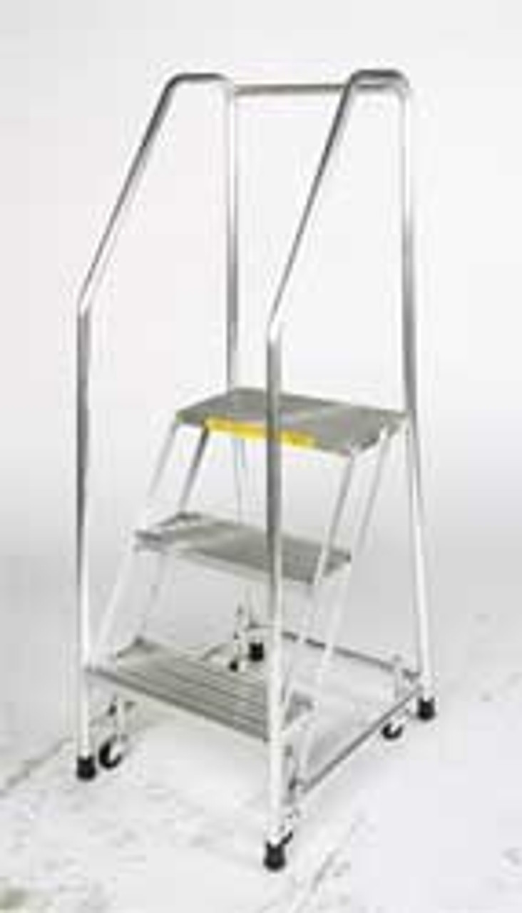 BALLYMORE A6SH30 RIBBD ROLLING LADDER ALUMINUM 57 IN.H
