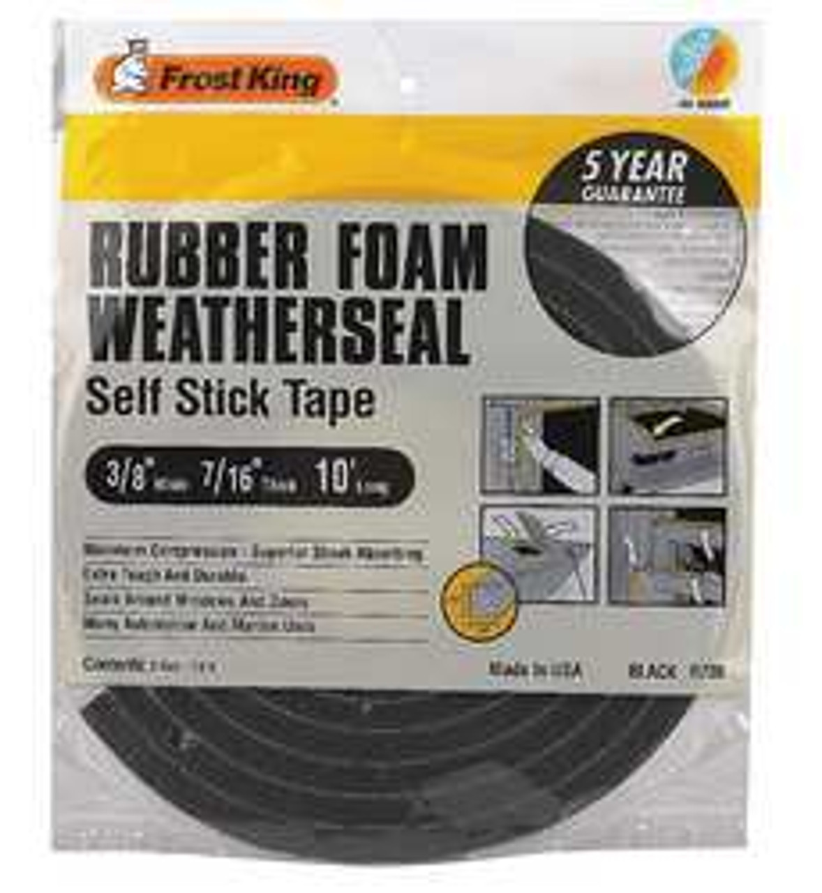 FROST KING R738HA H3684 SPONGE RUBBER FOAM TAPE 3/8IN.X10 