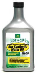 RENEWABLE LUBRICANTS 85121 ENGINE OIL BIO-SYNTHETIC 1 QT. 5W30