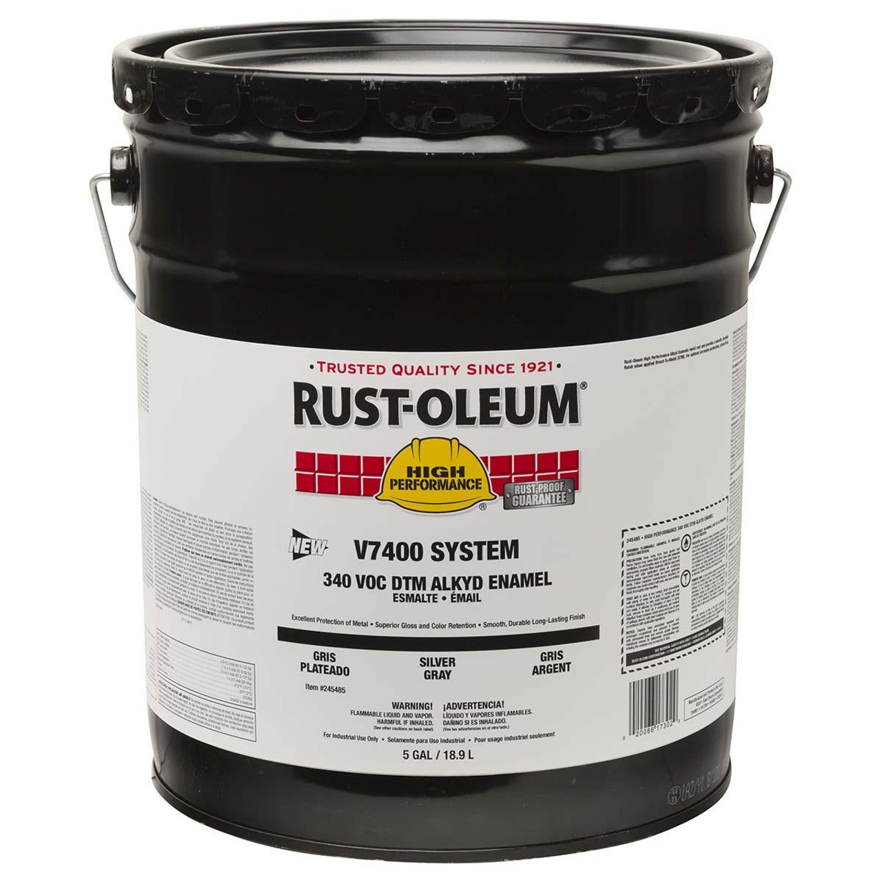 RUST-OLEUM 245485 PAINT, V7400, 5 GAL, SILVER GRAY, GLOSS,