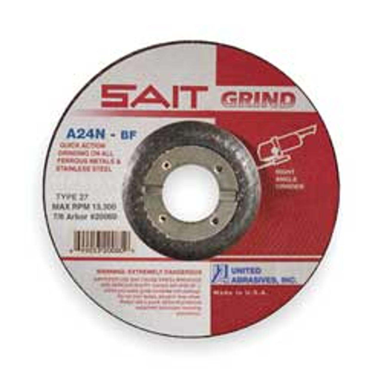 UNITED ABRASIVES-SAIT 20070 DEPRESSED CENTER WHEEL T27 5X1/4X7/8 AO