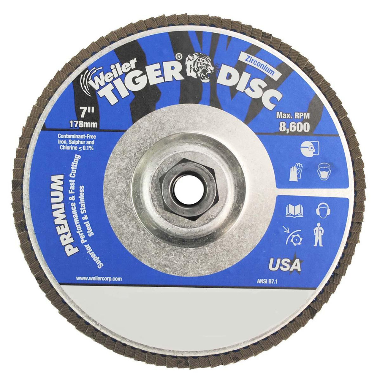 WEILER CORPORATION 50546 7" TIGER DIS ABR FLAP DISC 120 GRIT 5/ WEILER CORPORATION 50546 7" TIGER DIS ABR FLAP DISC 120 GRIT 5/