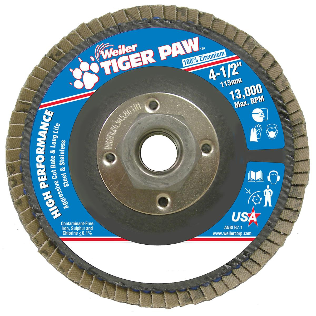 WEILER CORPORATION 51125 4-1/2" 60 GRIT 5/8-11 CENTER HOLE TYPE 2