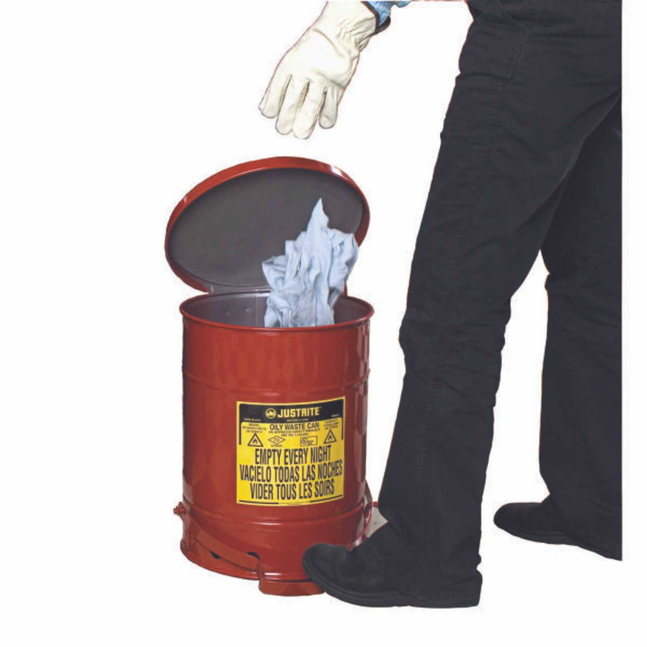 JUSTRITE MFG COMPANY 09308 OILY WASTE CANS & RECEPTACLES; CAPACITY 