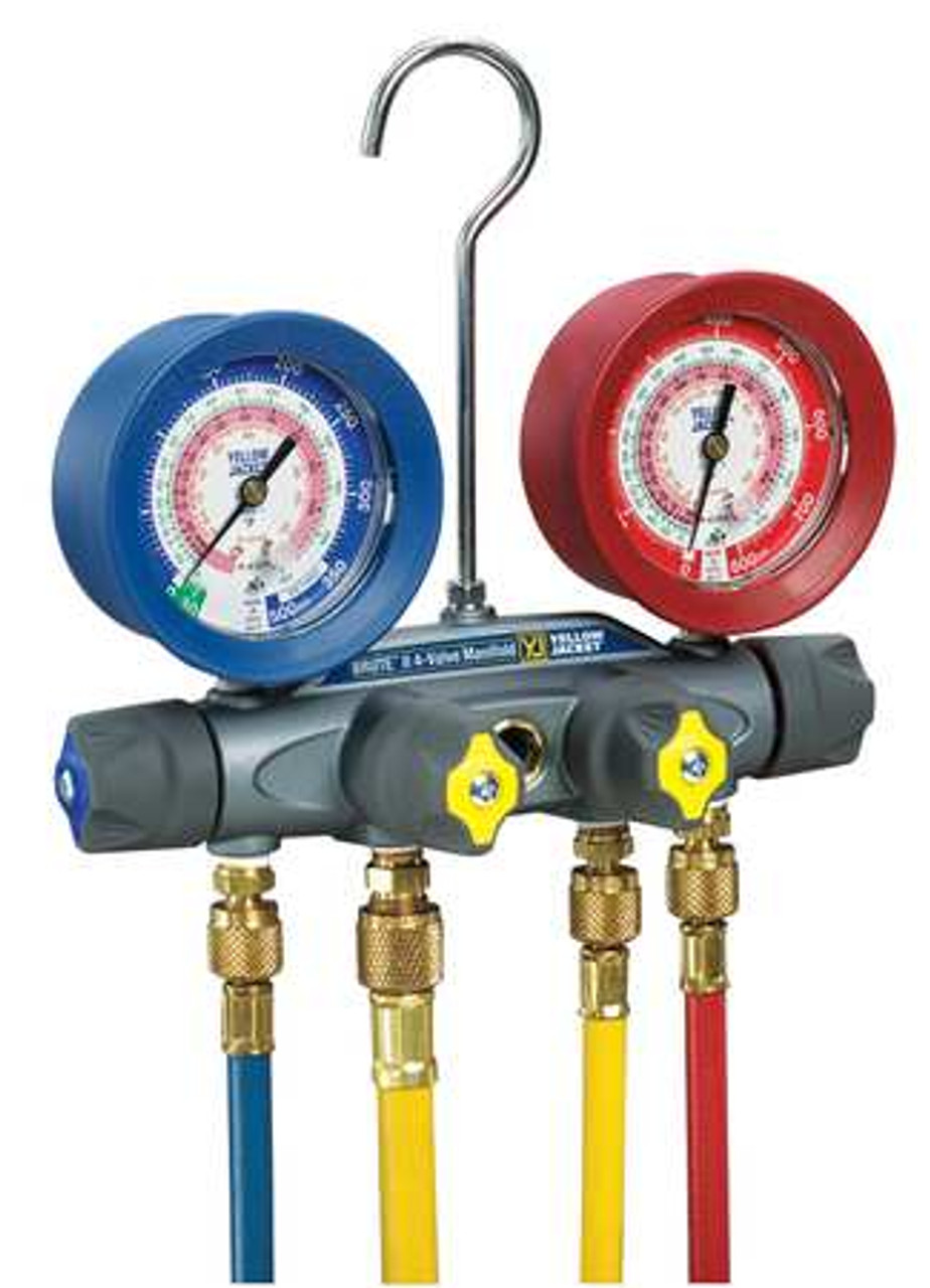 YELLOW JACKET 46013 MECHANICAL MANIFOLD GAUGE SET 4-VALVE