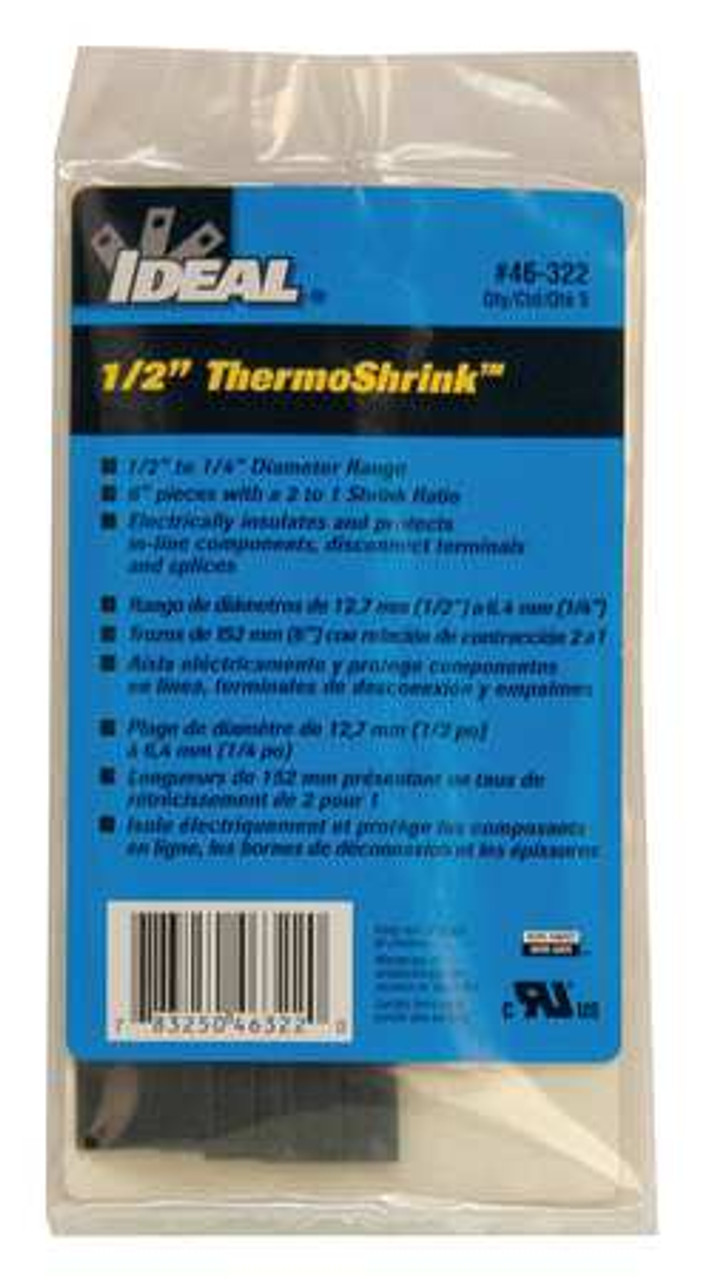 IDEAL 46-322 SHRINK TUBING 0.539 IN ID BL 6 IN PK 5