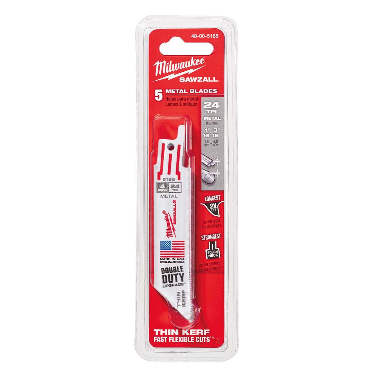 MILWAUKEE ELECTRIC TOOLS 48-00-5185 4" 24 TPI   SAWZALL® BLADES (5 PK)