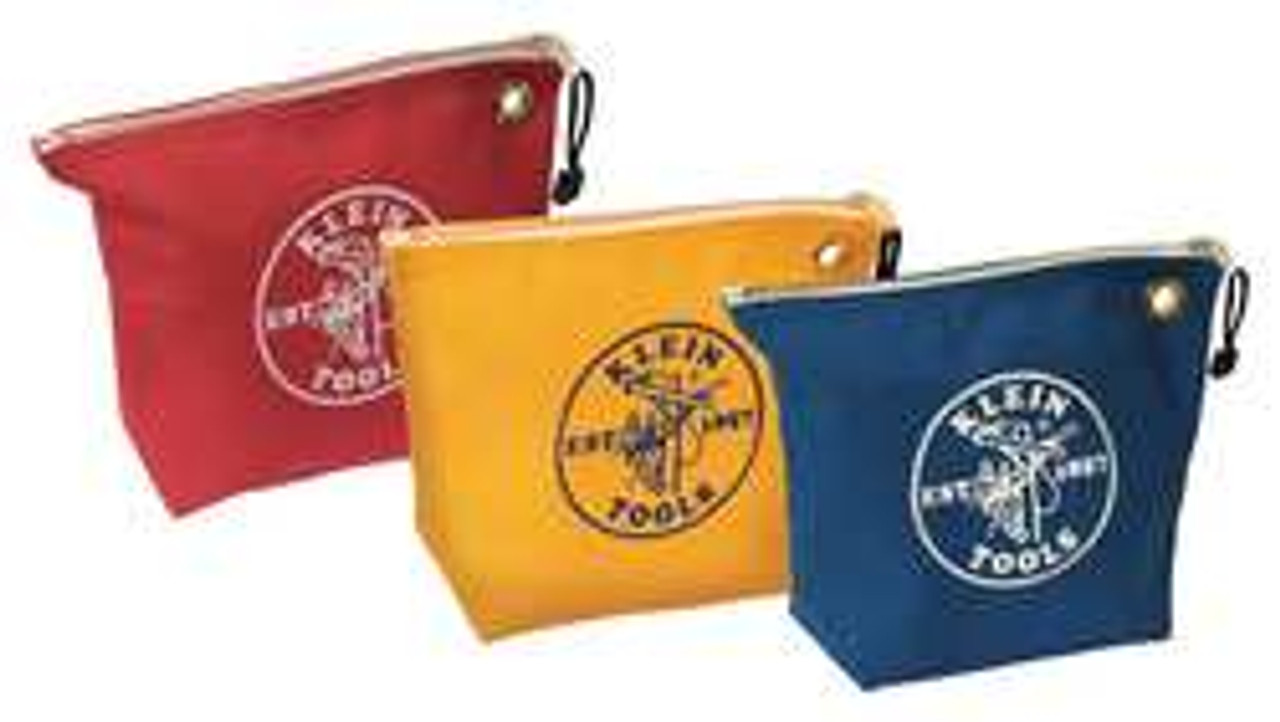KLEIN TOOLS 5539CPAK ZIPPER BAGS, ASSORTED CANVAS TOOL POUCHE