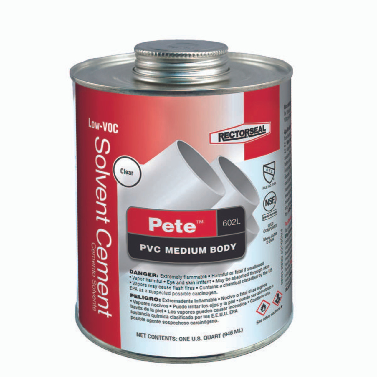 RECTORSEAL CORP 55928 602L PISTOL PETE 1 QT PVC CEMENT BTC