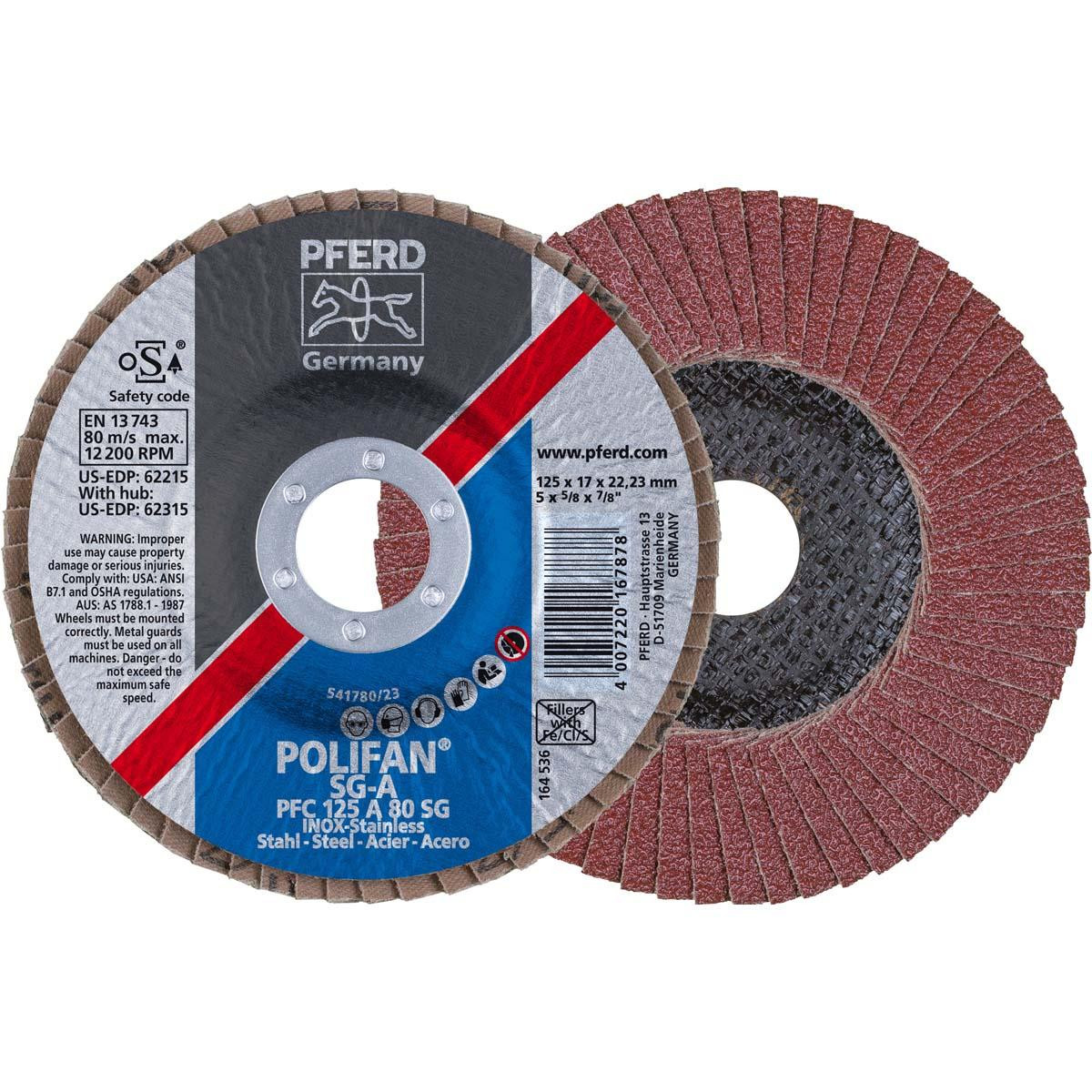 PFERD 62215 5" 80 GRIT 7/8" CENTER HOLE TYPE 29 ALUM