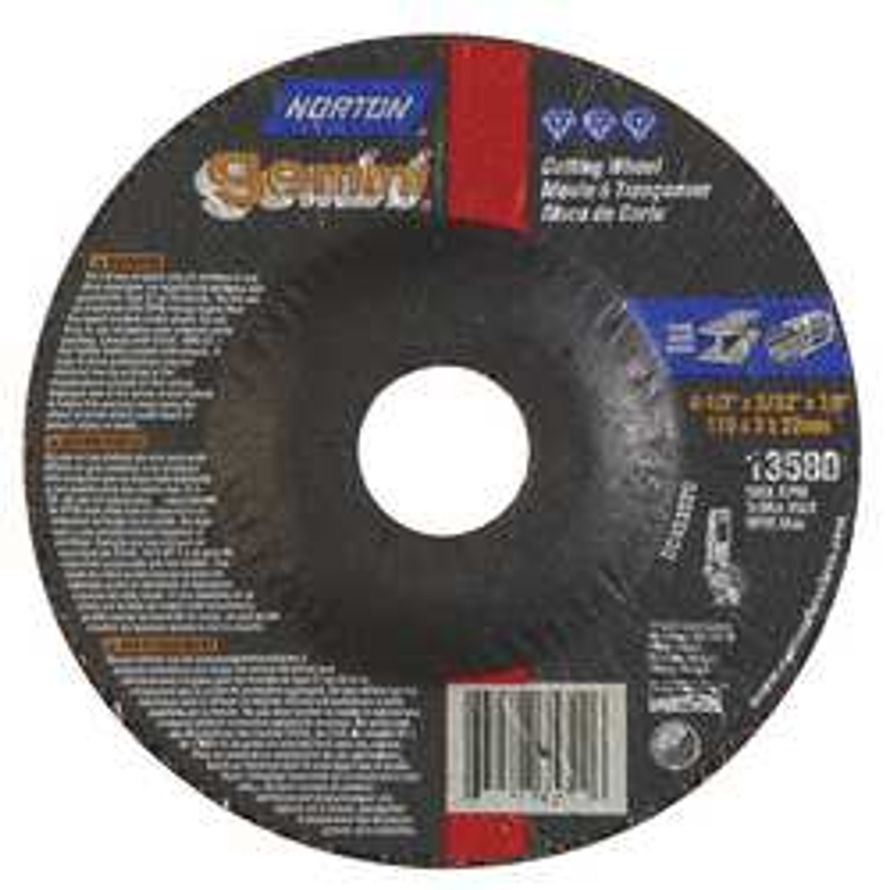 NORTON 66252841940 36 GRIT, 4-1/2" WHEEL DIAM, 3/32" WHEEL 