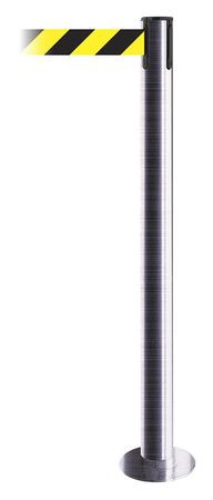 TENSABARRIER 889F-1S-1S-STD-NO-D4X-C FIXED BARRIER POST W/ BELT SATIN CHROME