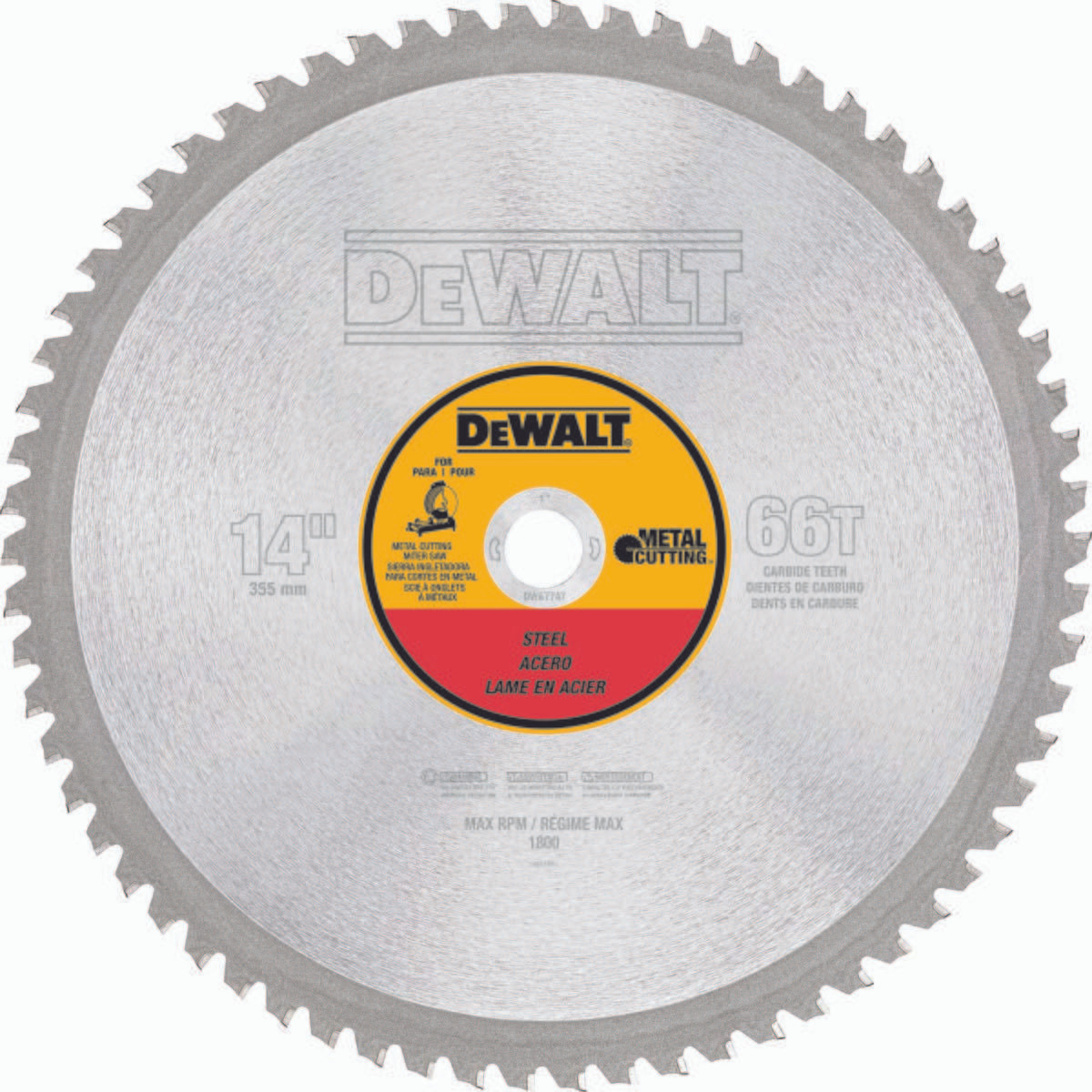 DEWALT TOOLS DWA7747 14IN 66T H.GA FERR MTL CUT 1IN ARBOR