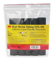 3M EPS-300-3/16-6"-Black SHRINK TUBING 0.187 IN ID BL 6 IN PK 10