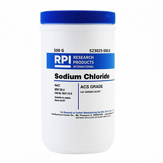 RPI S23025-500.0 SODIUM CHLORIDE ACS GRADE 500G